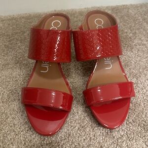 Calvin Klein Red Patent Mules